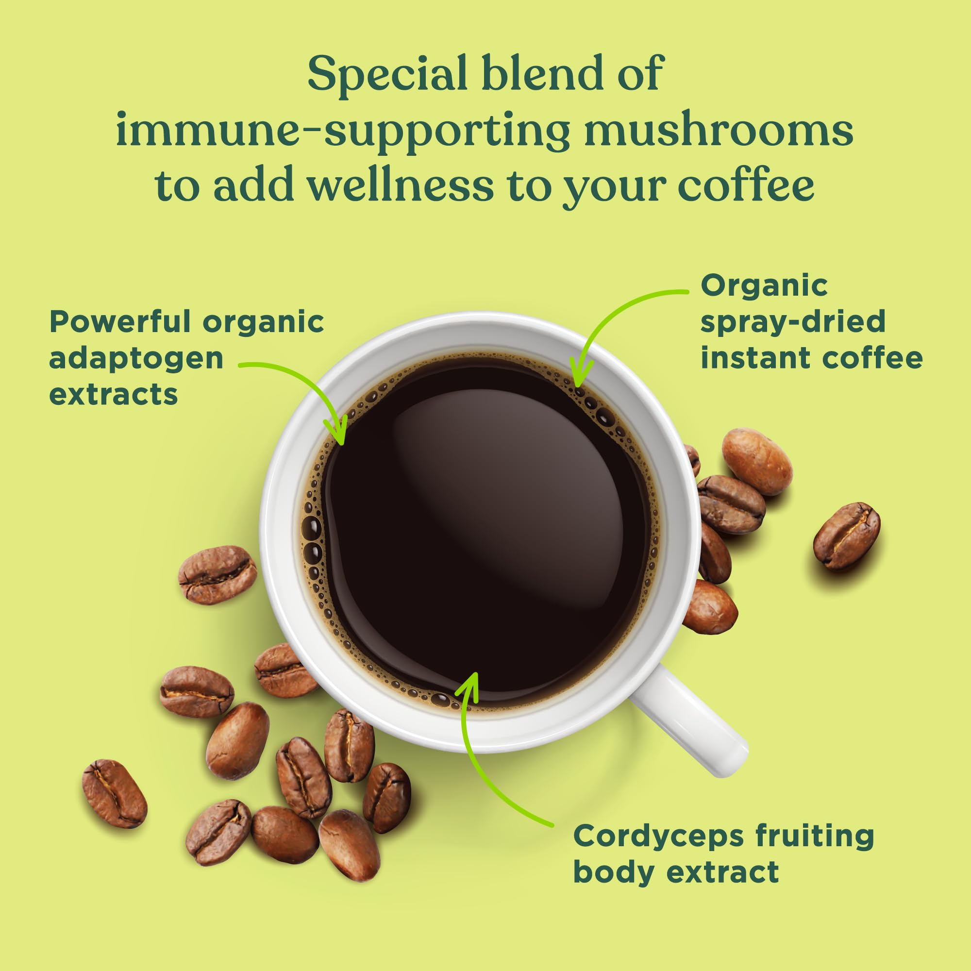 Iced Four Sigmatic mushroom coffee in a glass with milk showing a refreshing, lower-caffeine option