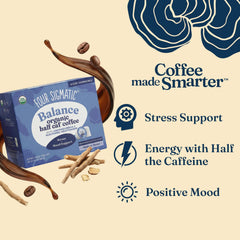 Four Sigmatic K-Cup pod top view highlighting single-serve convenience