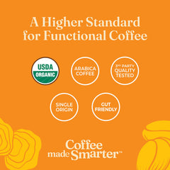 Four Sigmatic label detail showing Lion's Mane and Chaga ingredient info