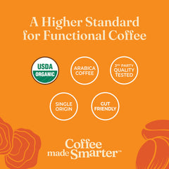 Four Sigmatic pour of brewed coffee into a mug demonstrating smooth, low-acid cup