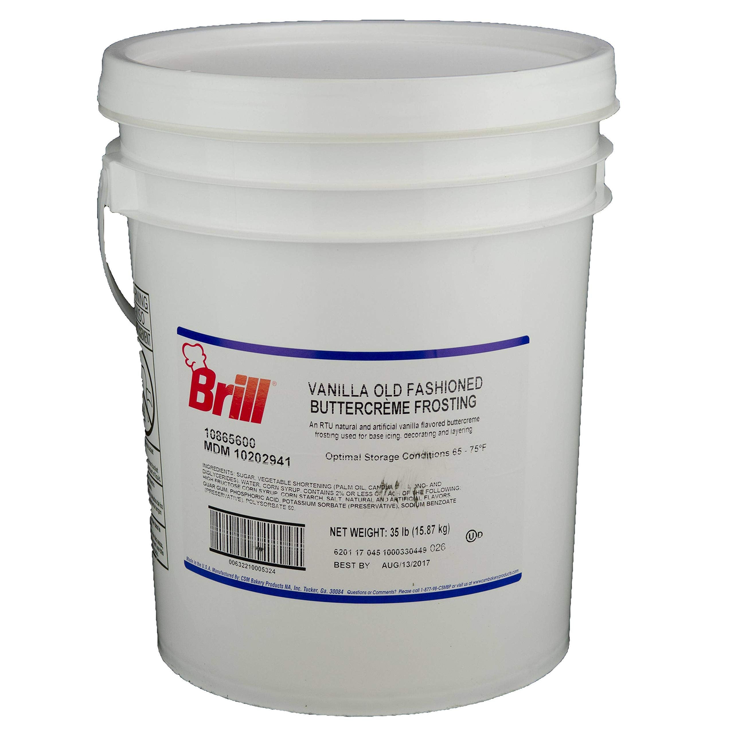 FOXCUP vanilla buttercreme pail front showing label and easy-grip handle, ideal for bulk baking