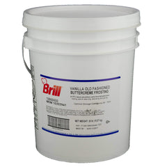 FOXCUP vanilla buttercreme pail front showing label and easy-grip handle, ideal for bulk baking