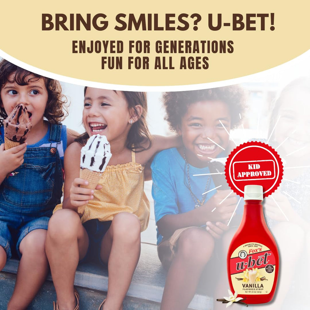 FOX'S U-BET bottle on kitchen counter illustrating party-ready convenience