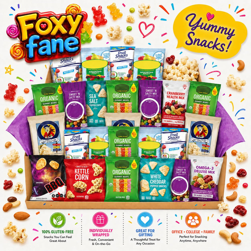 Foxy Fane close-up of chip and nut textures showing crunchy variety and quality