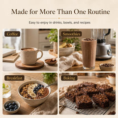 FQMUEV cocoa blended into coffee illustrating rich flavor benefit
