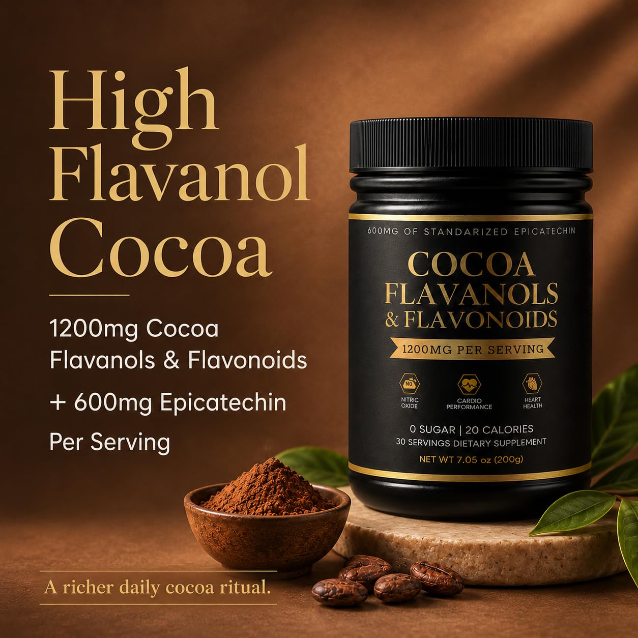 FQMUEV fine cocoa powder close-up highlighting smooth texture benefit