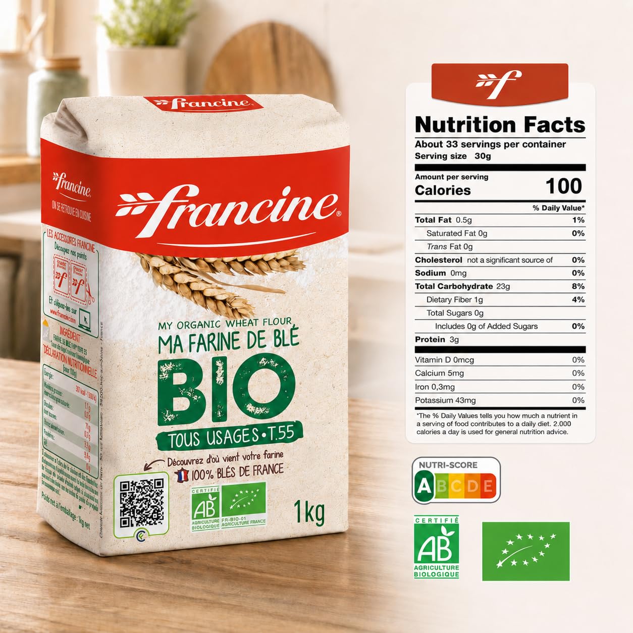 Fine texture of Francine T55 flour close-up highlighting soft milling for tender baking
