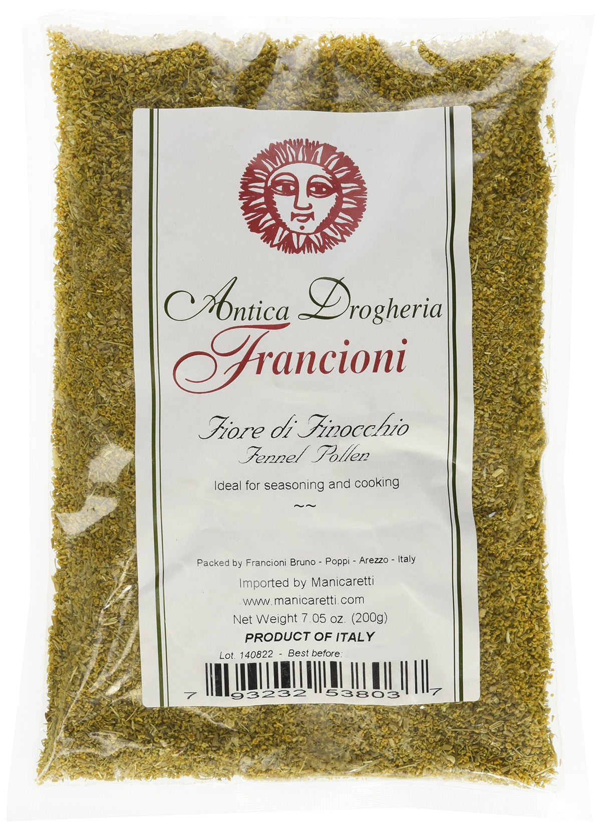 Francioni front packaging showing 200g bag and clear label, emphasises freshness