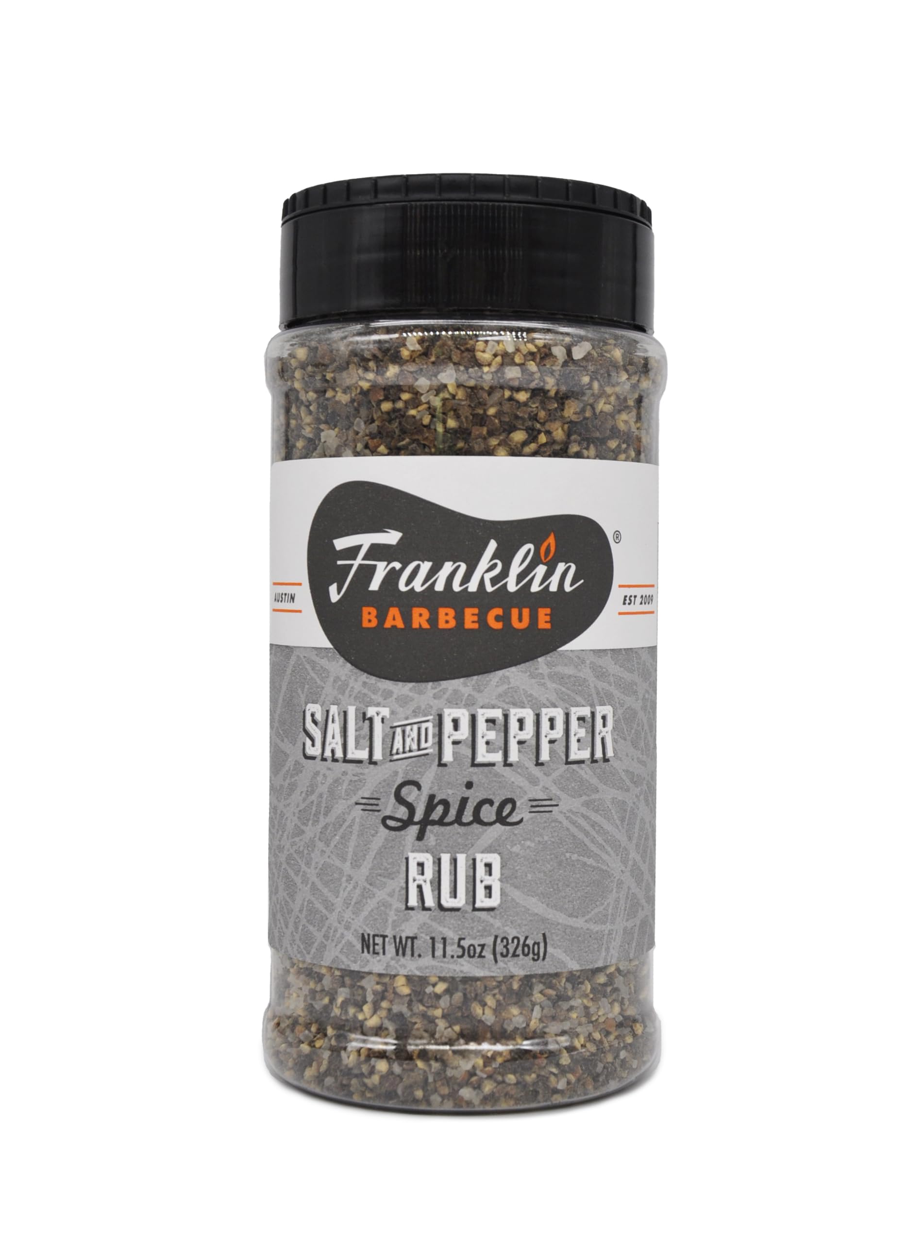 Franklin Barbecue jar front label showing brand and seasoning benefits