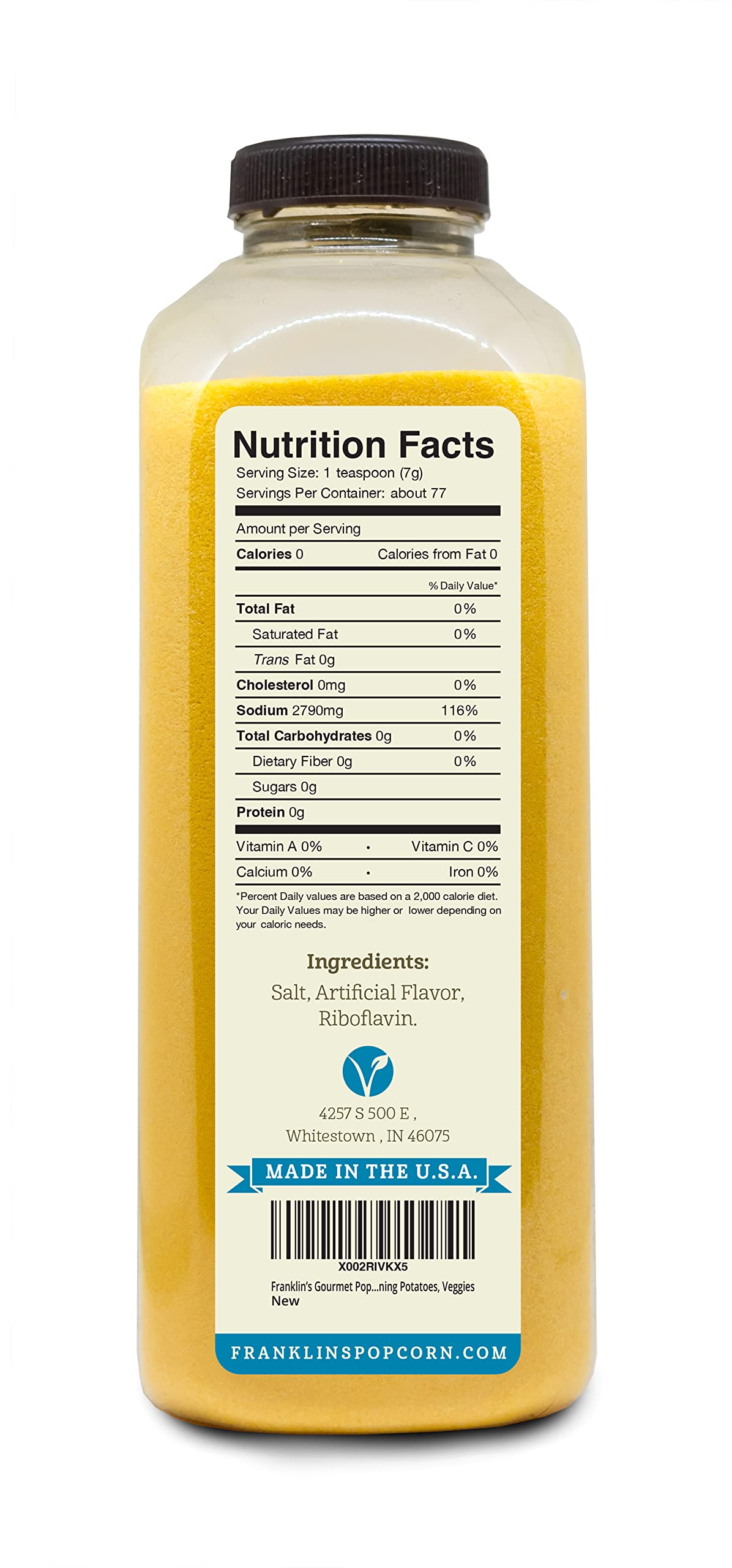 Franklin's label detail showing vegan kosher certifications for dietary trust