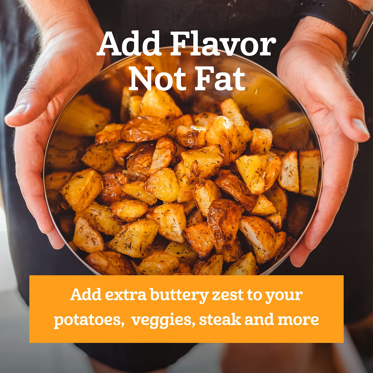 Franklin's seasoning sprinkled on roasted potatoes adds savory buttery flavor