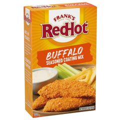 Frank's RedHot open packet close-up showing crunchy breadcrumb texture and seasoning
