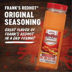 Frank's RedHot open top shaker emphasizing easy dispensing and kitchen convenience
