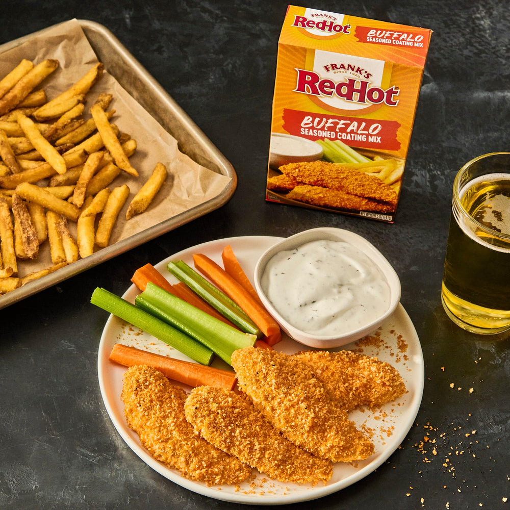 Frank's RedHot party platter with coated snacks ideal for tailgates and gatherings