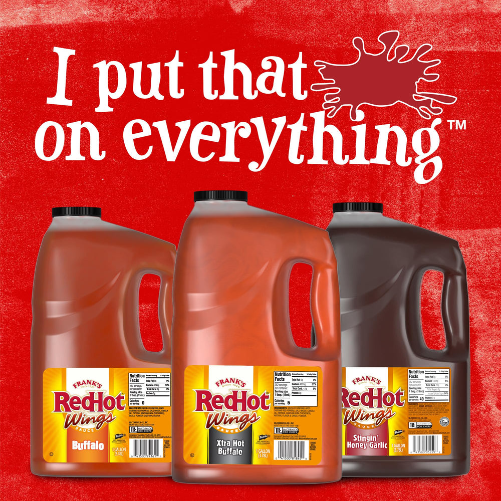 Frank's RedHot jug pour spout in use for easy dispensing and faster service