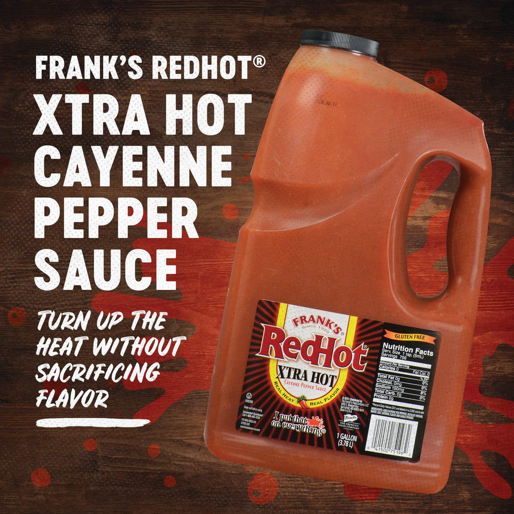 Frank's ingredients with aged cayenne peppers highlighting real pepper flavor
