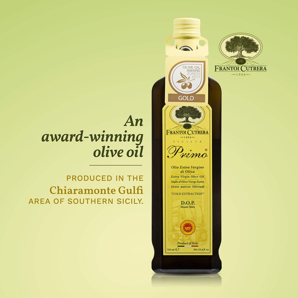 Frantoi Cutrera drizzled on bruschetta showing culinary use and taste enhancement benefit