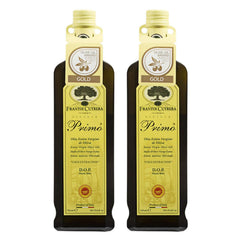 Frantoi Cutrera Primo front bottle showing rich green-golden color delivering bold flavor
