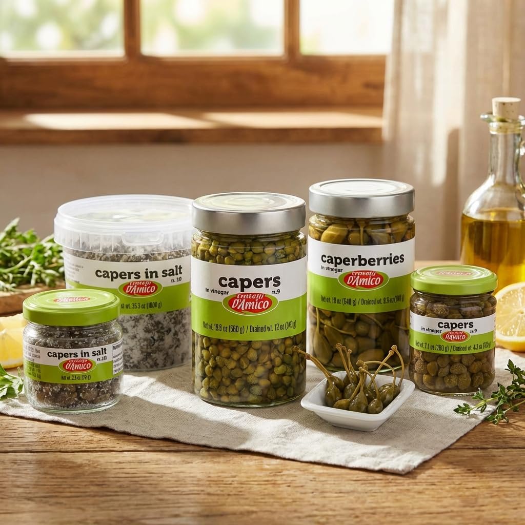 fratelli d'amico capers in a kitchen setting conveying professional culinary use