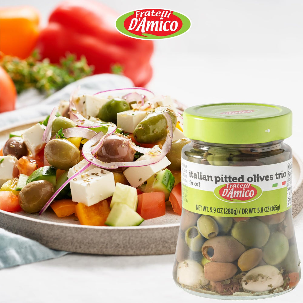 Fratelli D'Amico olive mix tossed in salad, provides quick Mediterranean flavor benefit