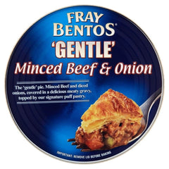 Fray Bentos pie front packaging showing product and serving suggestion for easy meals