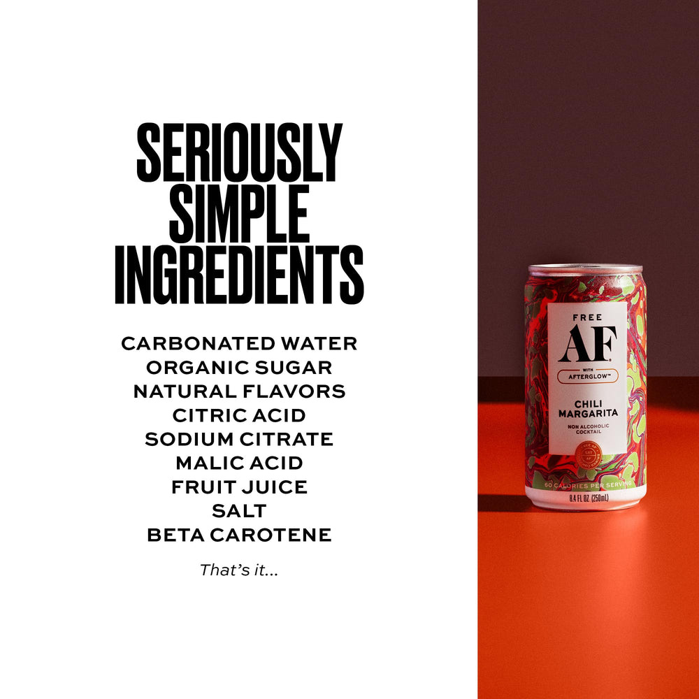 Free AF ingredients display lime and chili highlighting natural flavors