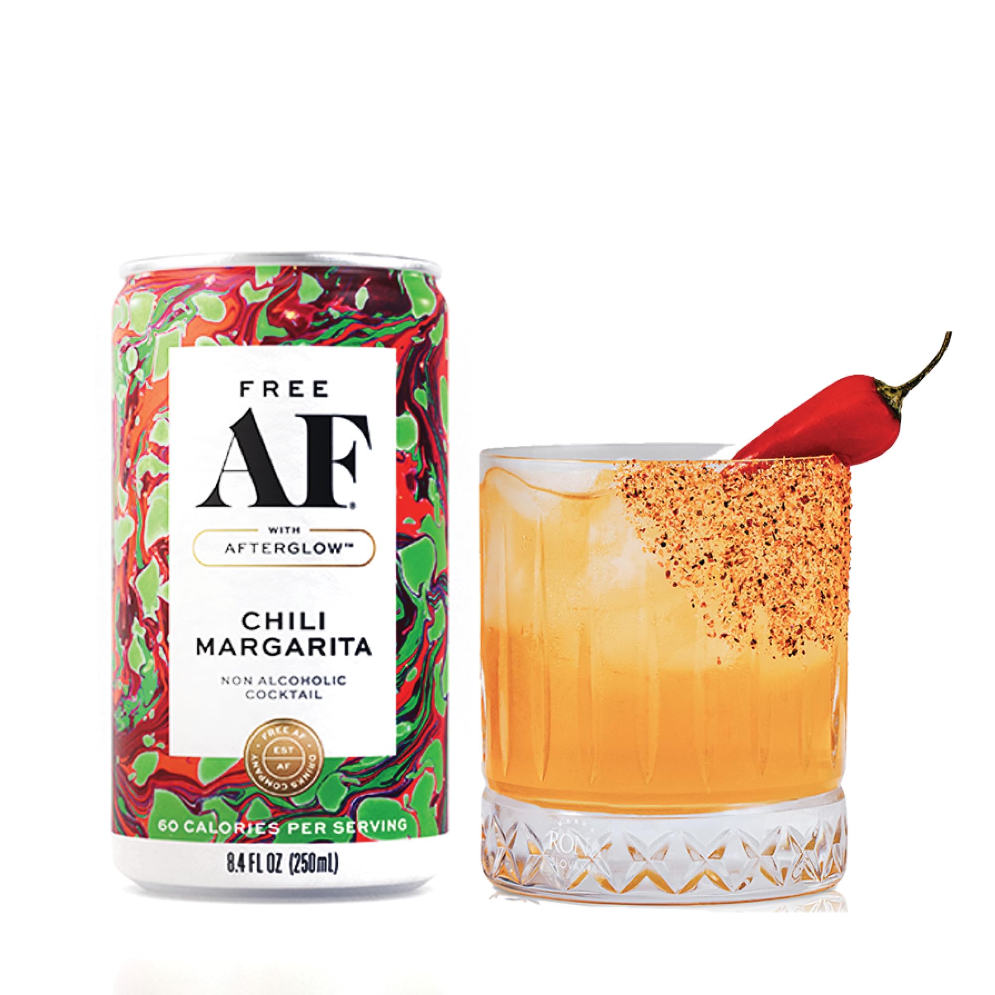 Free AF poured over ice with lime garnish showing ready-to-drink appeal