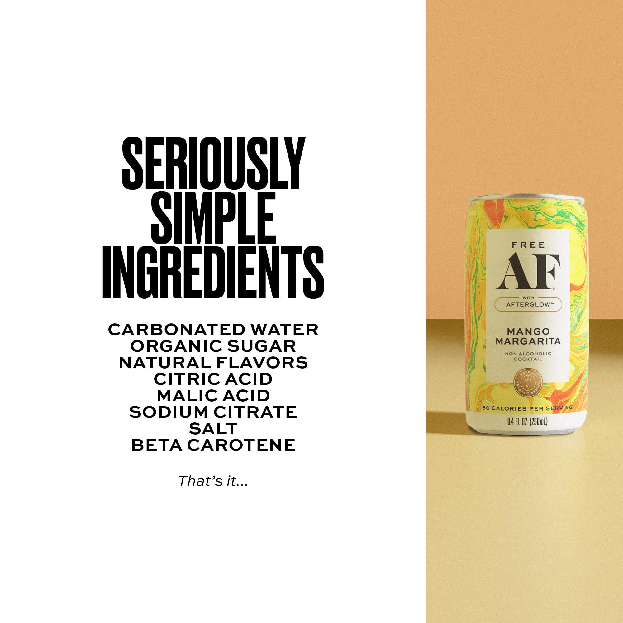 Free AF can beside ice-filled glass highlighting refreshing, chilled enjoyment