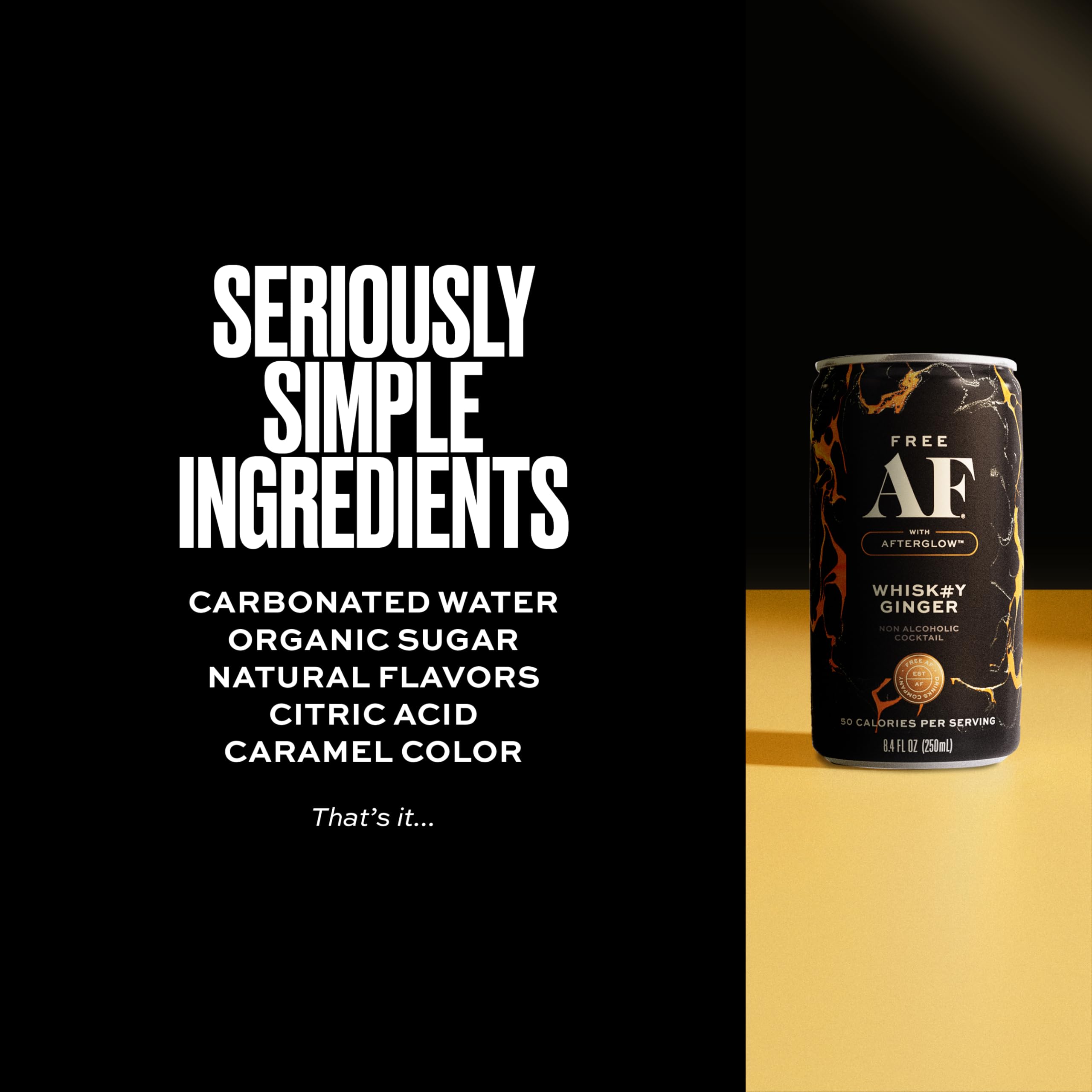 Free AF back label close-up highlighting ingredients and product transparency