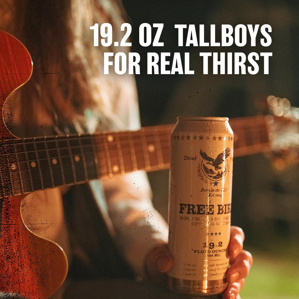 Free Bird can in hand demonstrating 19.2 oz size and generous serving benefit