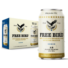 Free Bird front packaging 12-pack showing design and recyclable cans benefit