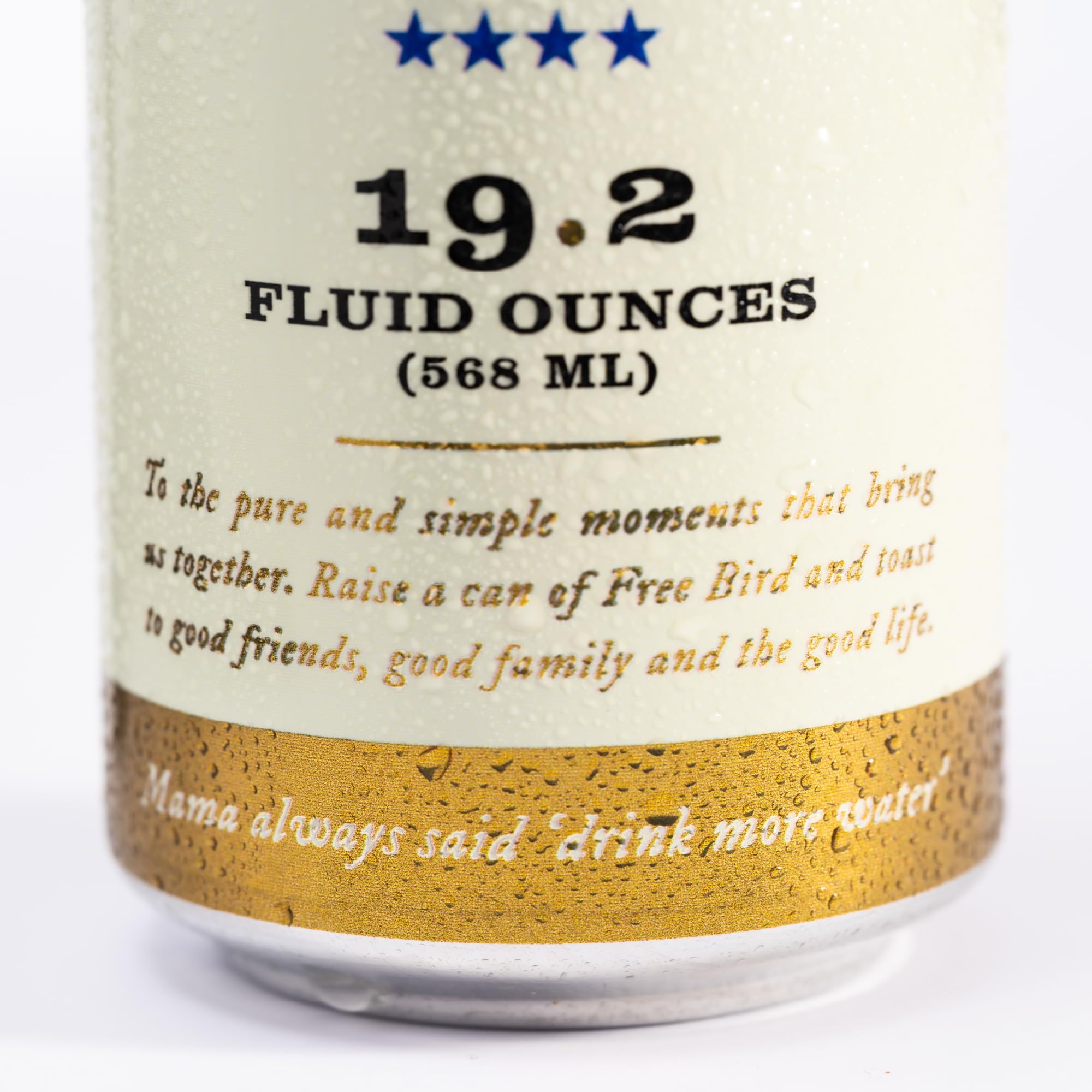 Free Bird tallboy can close-up highlighting sleek design and chillability