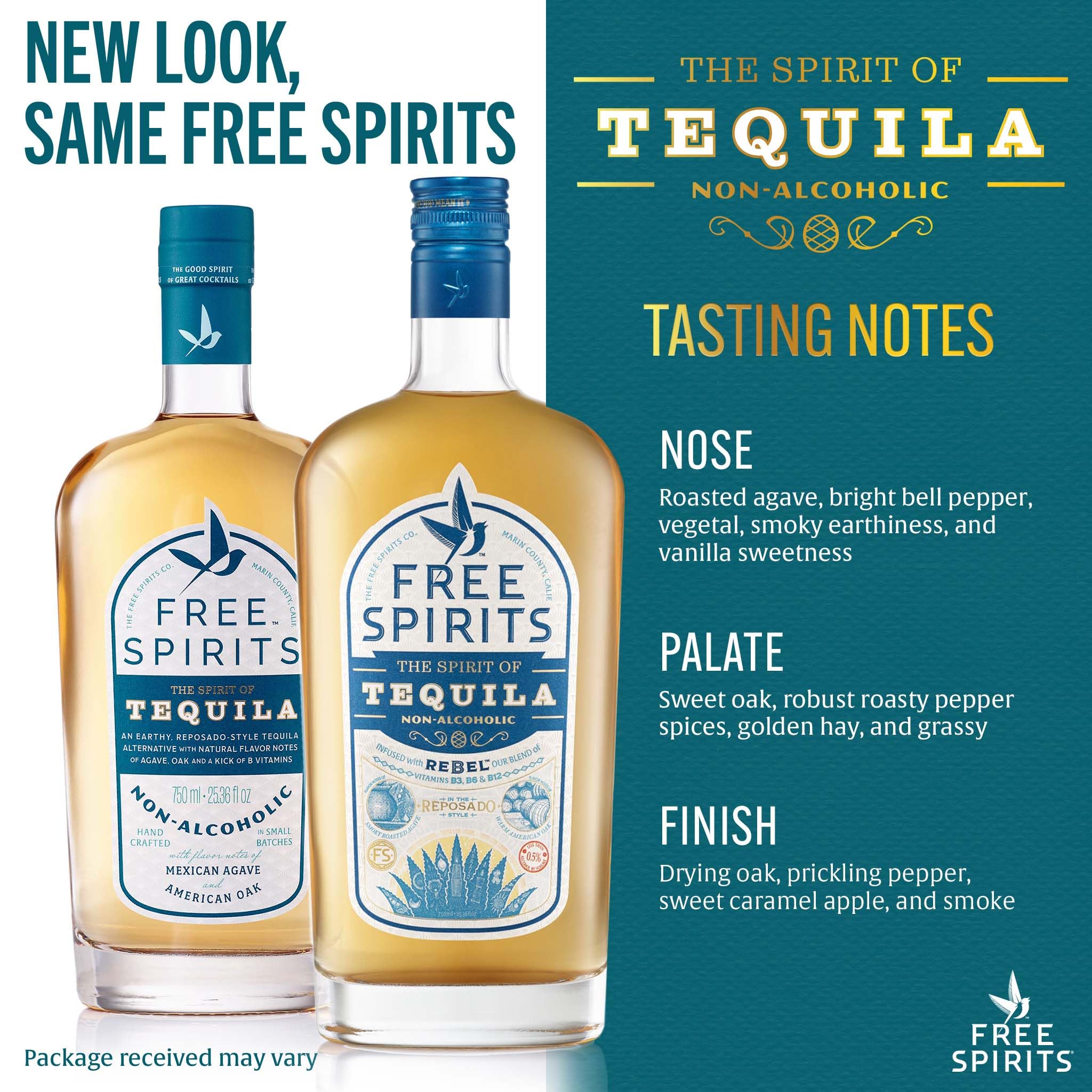 The Free Spirits Company label close-up highlighting award medals and authenticity