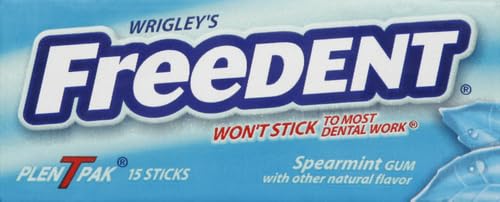 Freedent front packaging showing spearmint gum and travel-friendly convenience