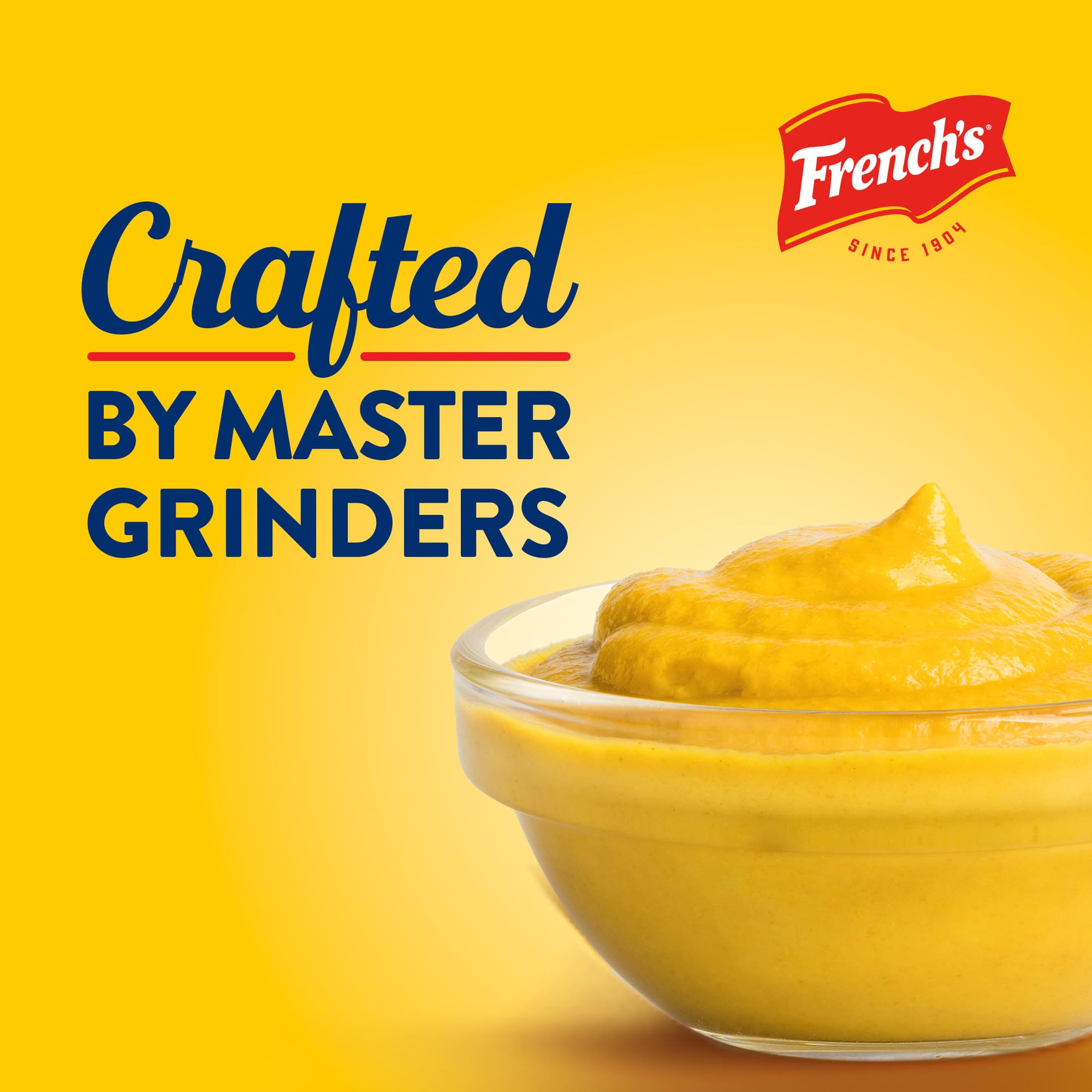 French's smooth mustard pour texture close-up highlighting creamy consistency
