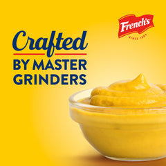 French's smooth mustard pour texture close-up highlighting creamy consistency