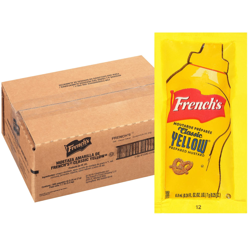 French's front view of stacked packets showing brand and convenience