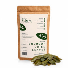 Fresh Africa pouch front view showing organic soursop leaves and clear labeling benefit freshness