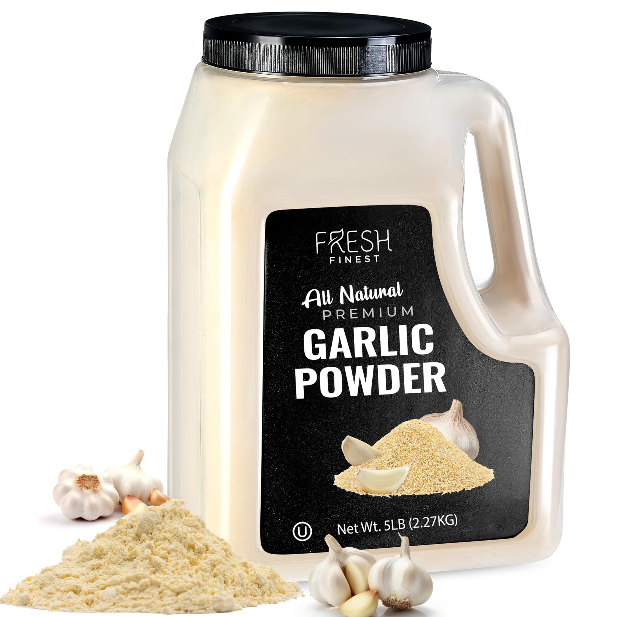Fresh Finest close-up of fine garlic powder texture for easy blending benefit
