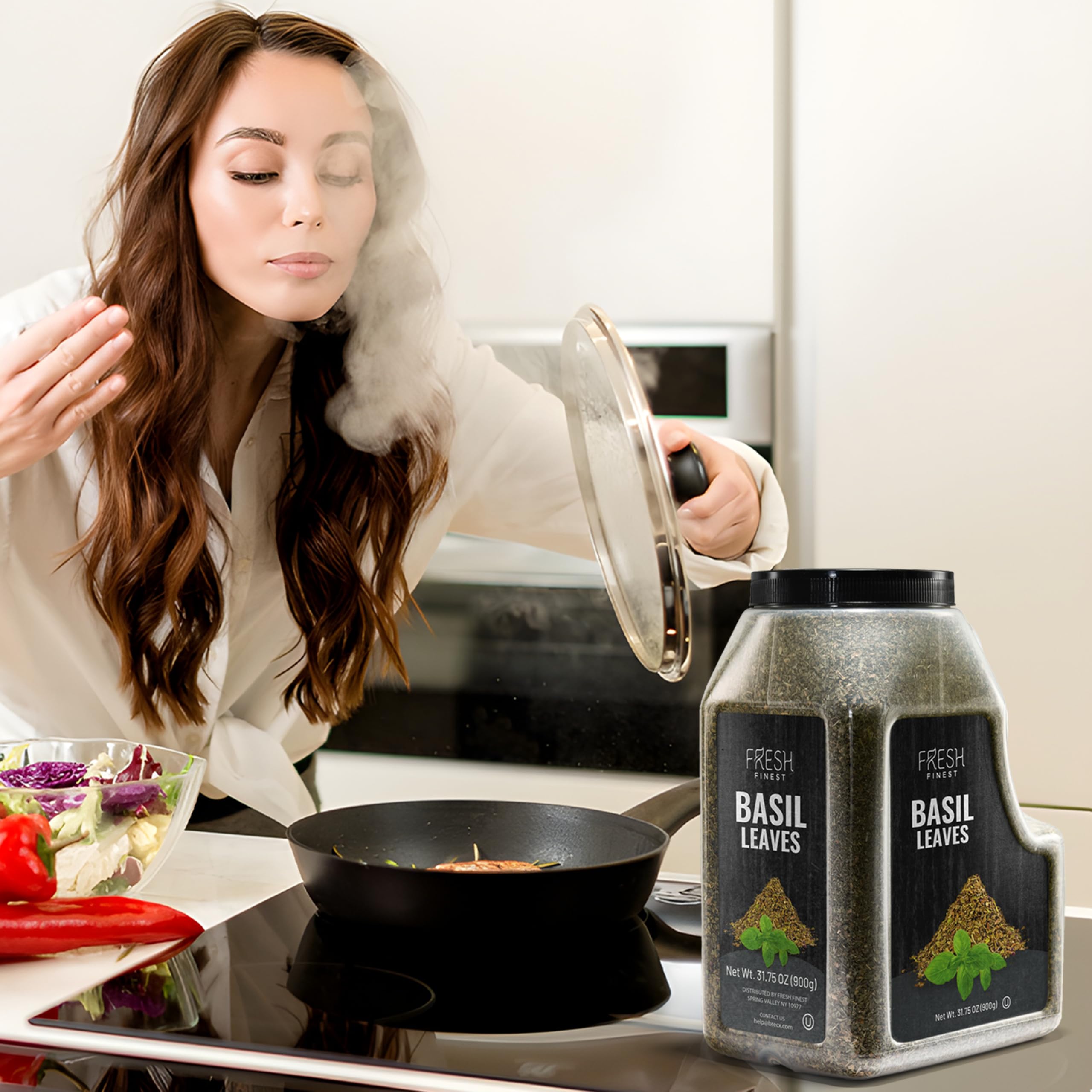Fresh Finest measured basil in spoon demonstrating portion control and consistent seasoning
