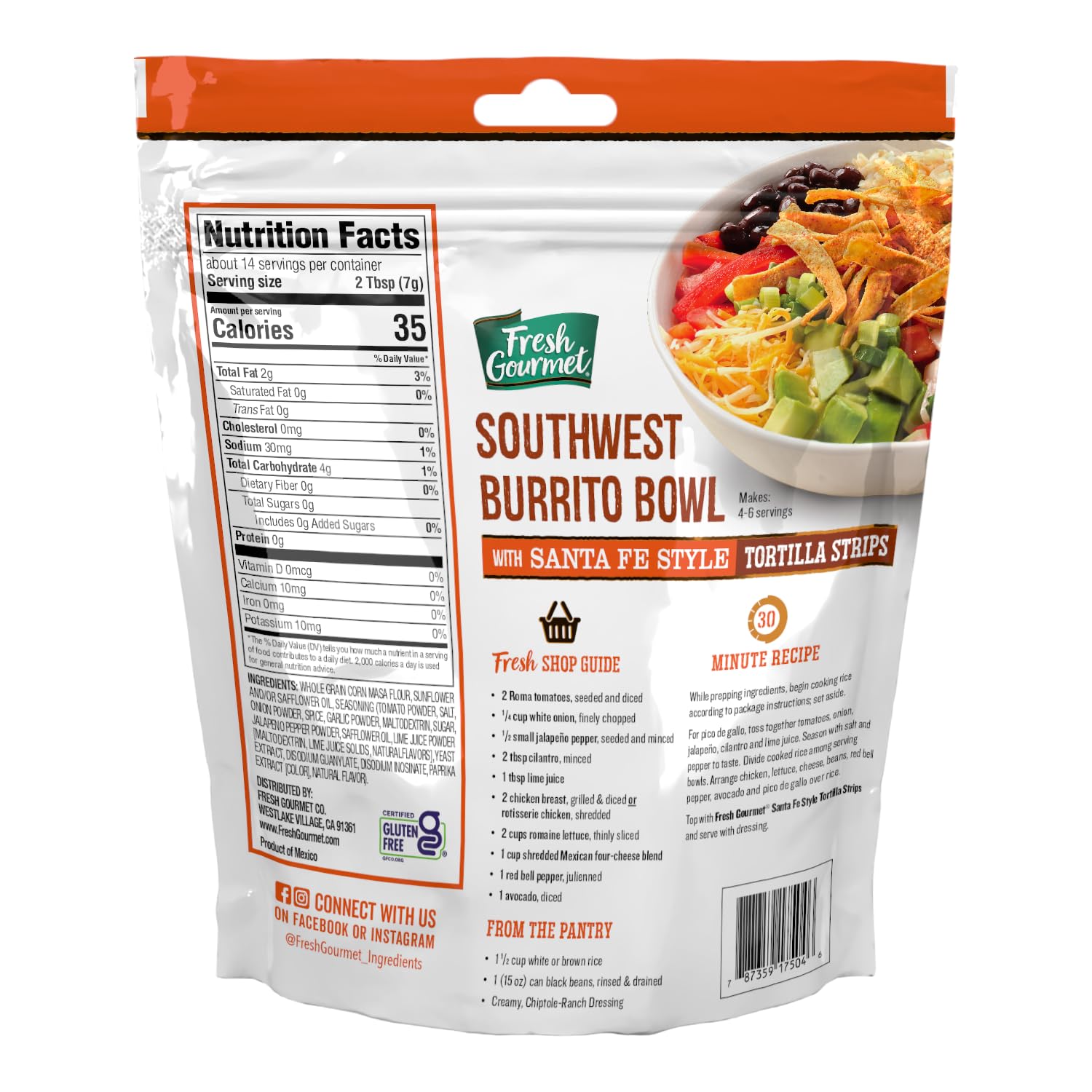 Fresh Gourmet close-up of tortilla strip texture for crunchy topping benefit