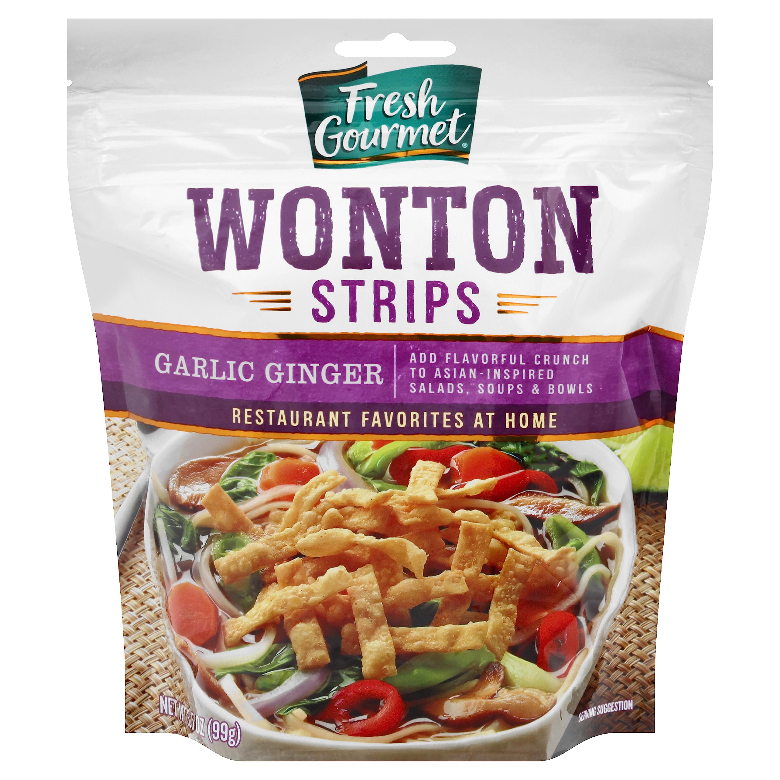 Fresh Gourmet close-up of thin bubbly wonton texture offering crispness