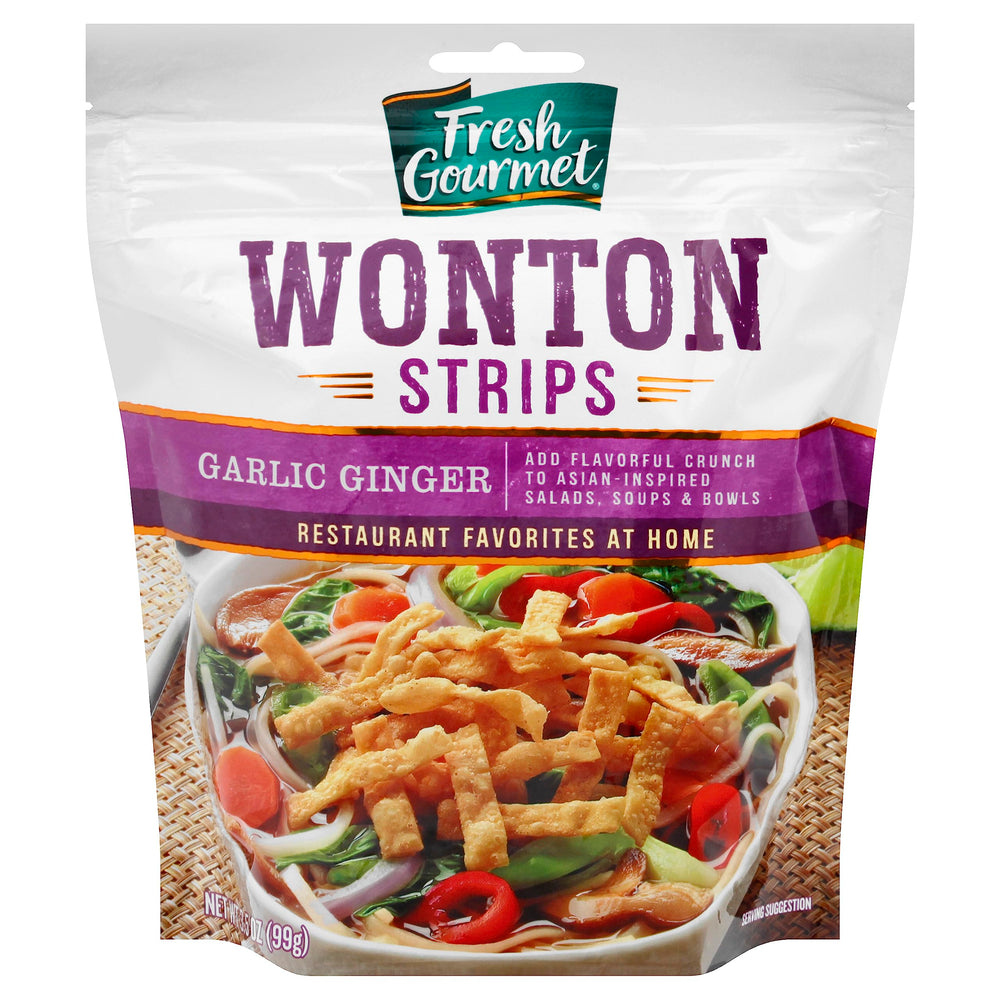 Fresh Gourmet close-up of thin bubbly wonton texture offering crispness