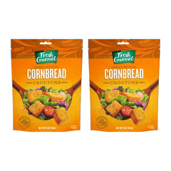 Fresh Gourmet front packaging showing sweet butter cornbread croutons and brand