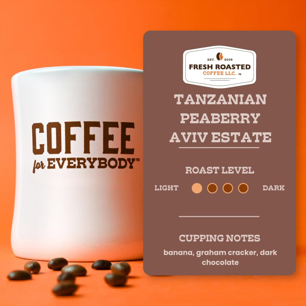 Fresh Roasted Coffee 5 lb bag next to ruler showing size and value benefit