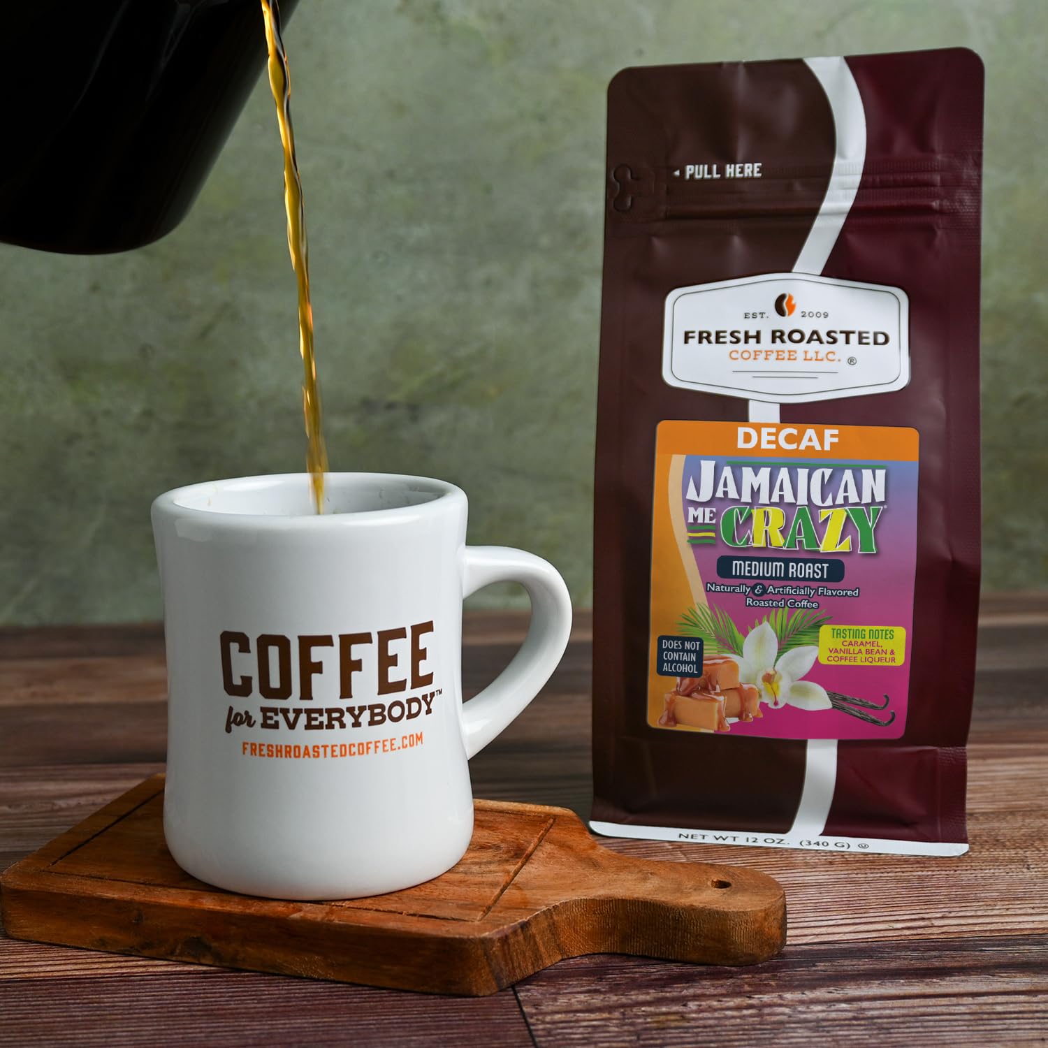 Fresh Roasted Coffee bag valve and zip resealable feature preserving freshness benefit