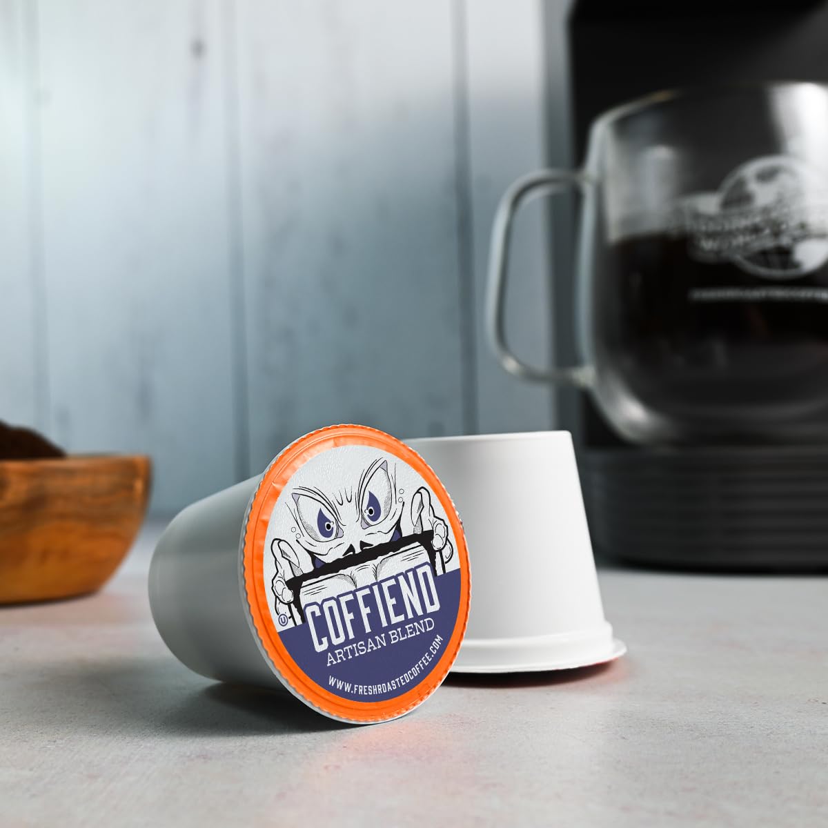 Fresh Roasted Coffee medium-roast grounds texture showing smooth, balanced grind for flavor