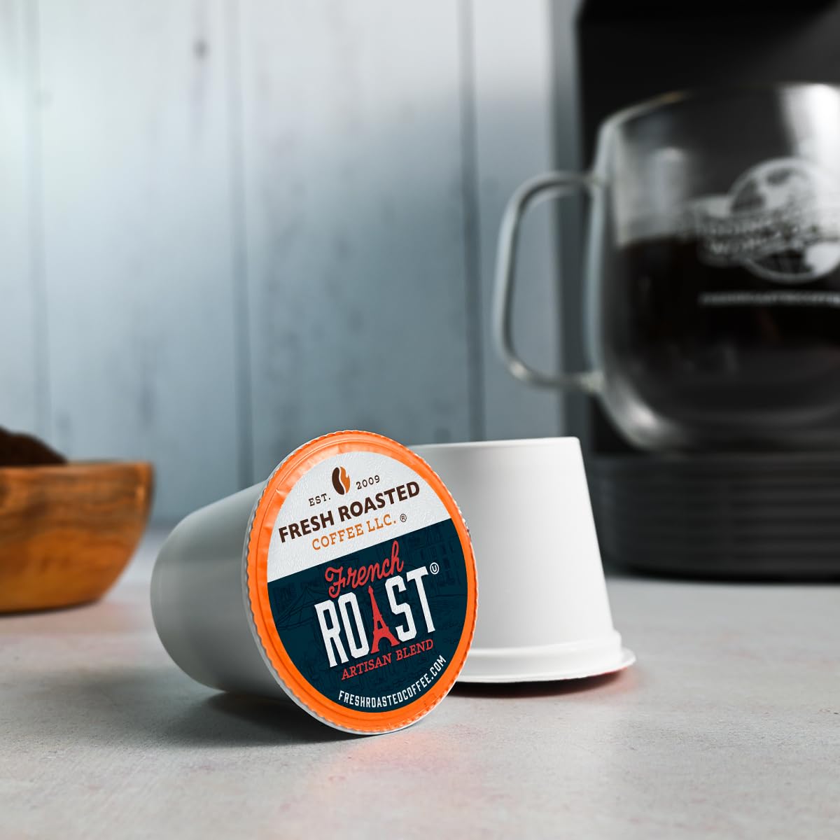 Fresh Roasted Coffee label with kosher seal emphasizing certified quality and trust