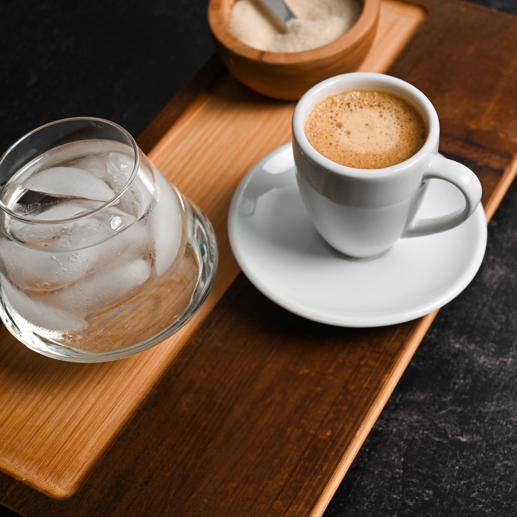 Fresh Roasted Coffee opened capsule showing ground Arabica that preserves rich espresso flavor