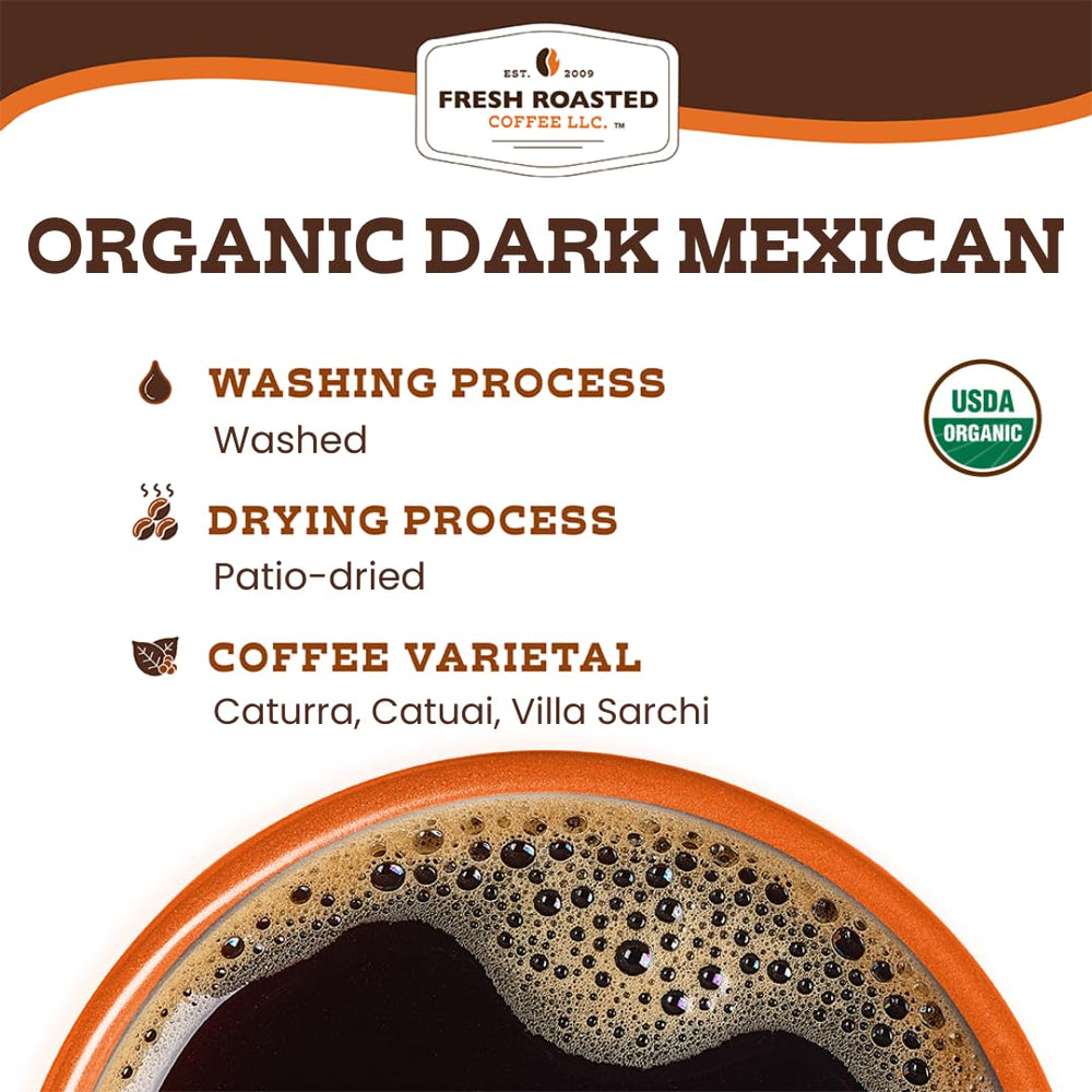 Fresh Roasted Coffee organic and kosher certification labels for verified quality